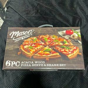 Acacia Wood Pizza Serve and Share Set Mason Brand